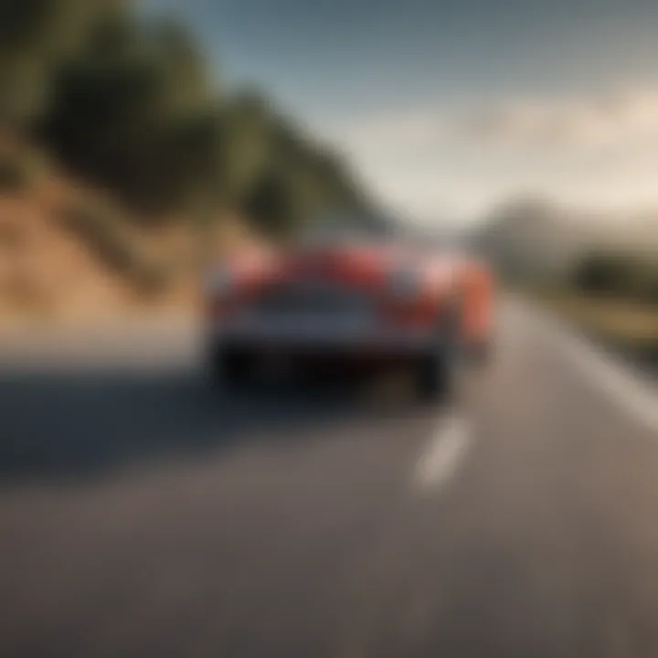 67 Austin Healey on a scenic road illustrating its performance