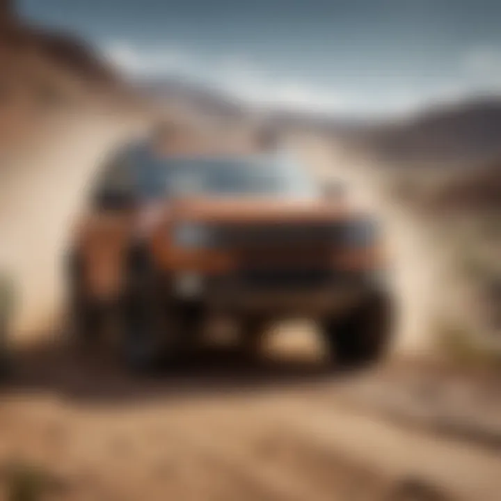 A dynamic shot of the Bronco Sport Base SUV navigating off-road terrain.