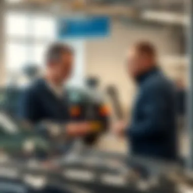 Consultation Between Customer and Technician Customer consultation at a BMW service center