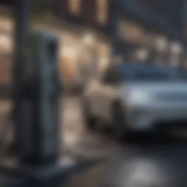 Urban Electric Vehicle Charging Infrastructure Illustration of EV charging infrastructure in urban settings