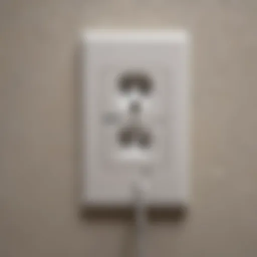 A close-up view of an electrical outlet with RV plug connection.