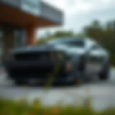 Striking Exterior Design of the Dodge Challenger Widebody Black Dodge Challenger Widebody Black exterior showcasing its sleek lines and aggressive stance