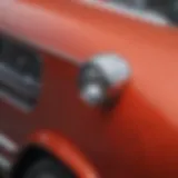 Close-up view of classic car paint texture