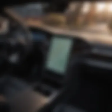 Interior view showcasing the high-tech dashboard of a Tesla convertible.