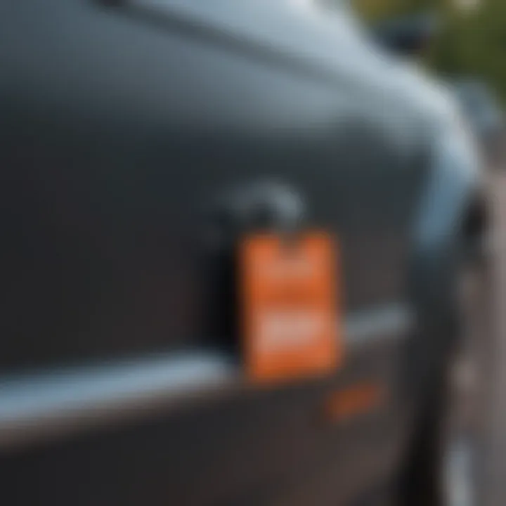 A close-up view of a price tag indicating a low-cost vehicle