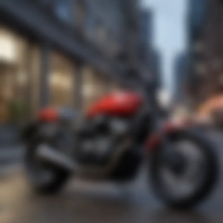 A sleek motorcycle parked in an urban environment symbolizing the allure of leasing.