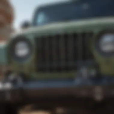 Close-up view of the iconic Jeep grille