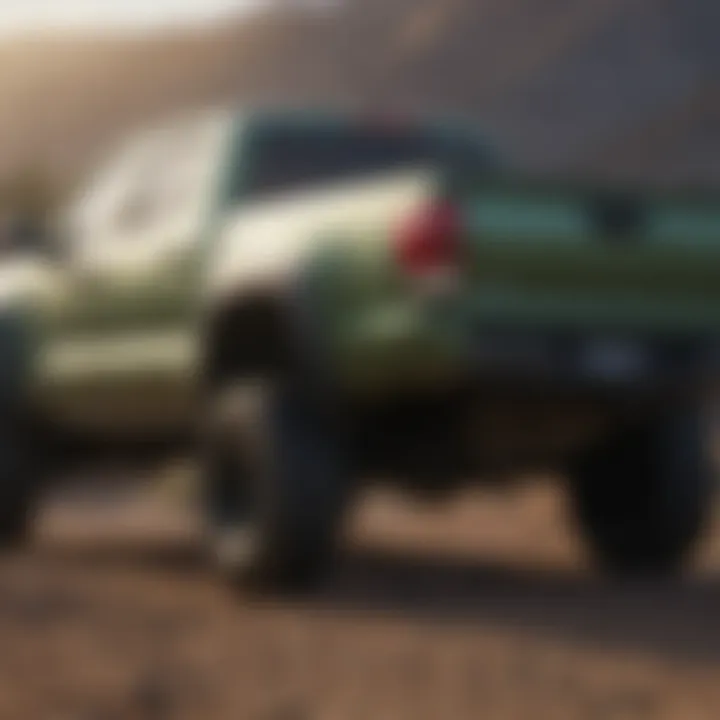 The back view of a Toyota Tacoma highlighting its design