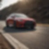 Mitsubishi Lancer Evo X in motion on a winding road