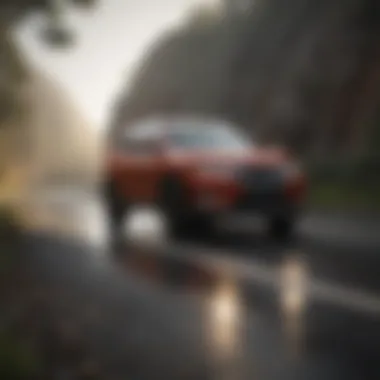 Dynamic driving shot of the Nissan Rogue on a coastal road