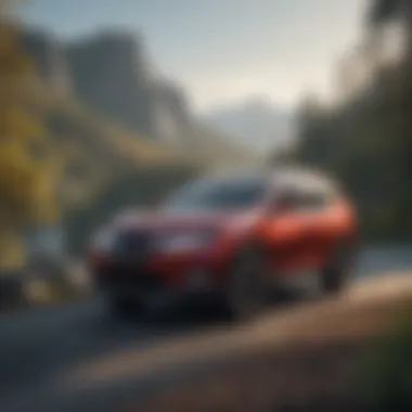 Nissan Rogue parked on a scenic mountain overlook