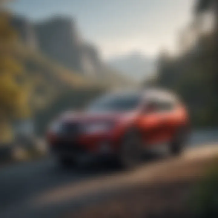 Nissan Rogue parked on a scenic mountain overlook