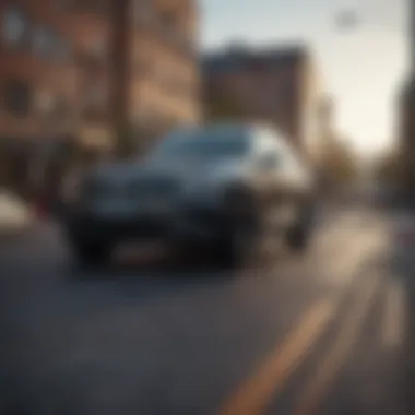 VW Tiguan navigating through urban Denver streets