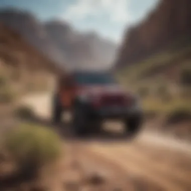 A Jeep Wrangler navigating through Arizona's rugged terrains