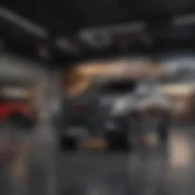 Showroom showcasing GMC vehicles