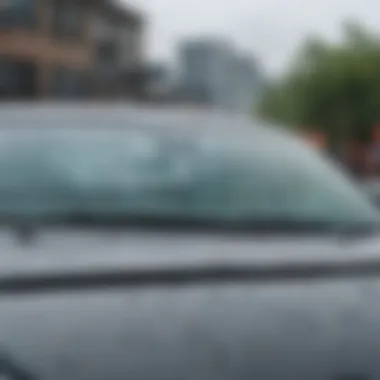 Close-up of Honda Accord windshield wipers in action during rain.