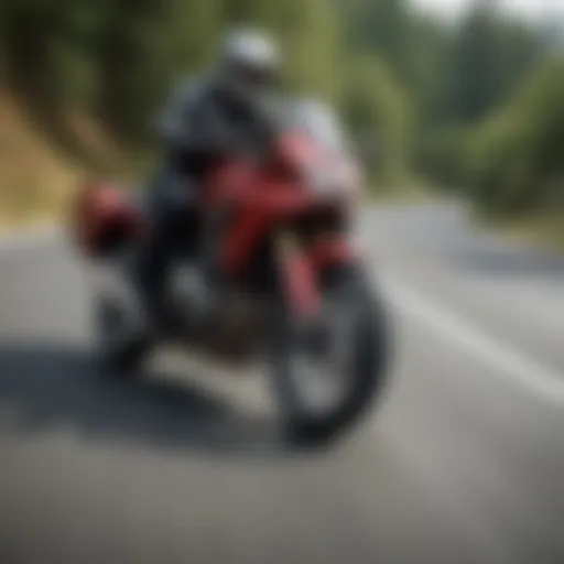 Dynamic close-up of a Honda sports touring motorcycle on a winding road