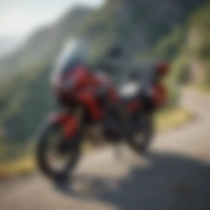 Honda sports touring motorcycle parked at a scenic overlook