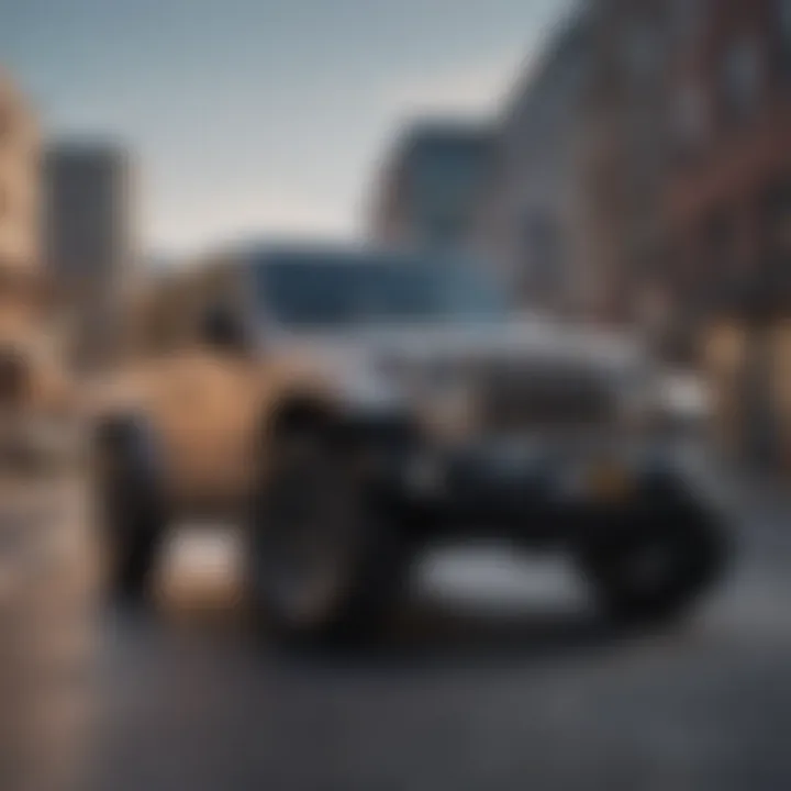 A striking view of the Jeep Wrangler Sahara XE in an urban environment