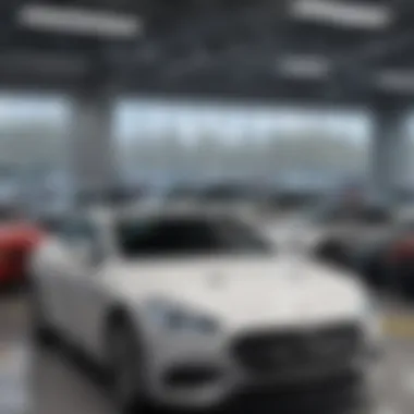 A display of various vehicles at a dealership