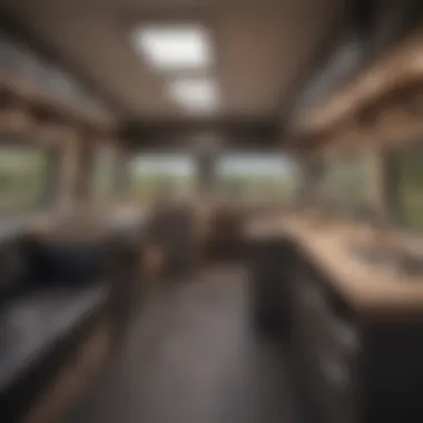 Close-up of innovative amenities in a pop out travel trailer, emphasizing modern design