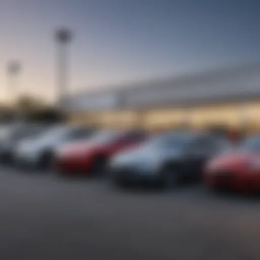 Exterior view of Ray Laethem dealership showcasing a variety of used cars