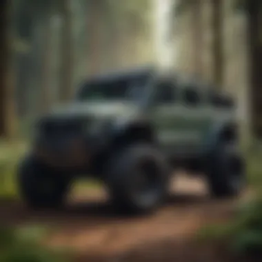 A six-wheel all terrain vehicle in a lush forest environment