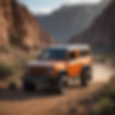 The Bronco Defender in action on an off-road trail, demonstrating its performance