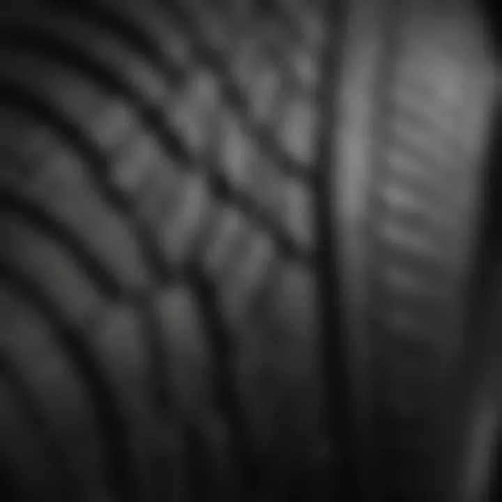 Close-up of tire tread patterns