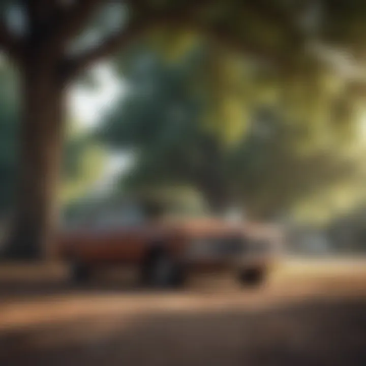 An old car parked under a tree, symbolizing nostalgia.