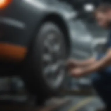 Mechanic working on a car's suspension system