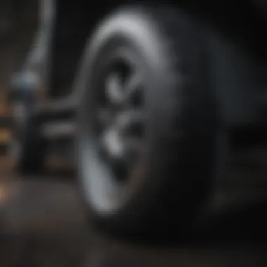 A close-up of a truck's tire tread condition